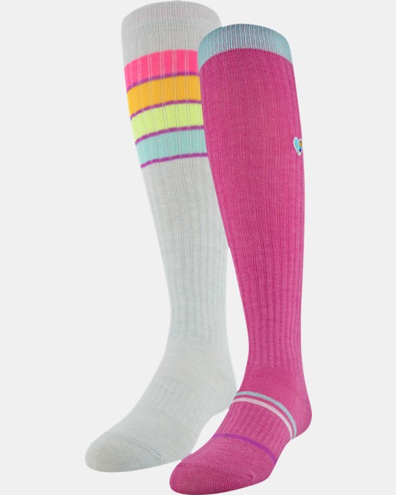 Girls' UA Over-The-Calf – 2-Pack Socks, Pink, pdpMainDesktop image number 0